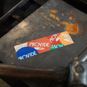Provide logo sticker stuck onto factory machinery.