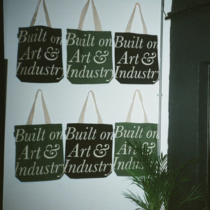 Provide's Art & Industry tote bags hung on display at their launch event at Artum, Birmingham.