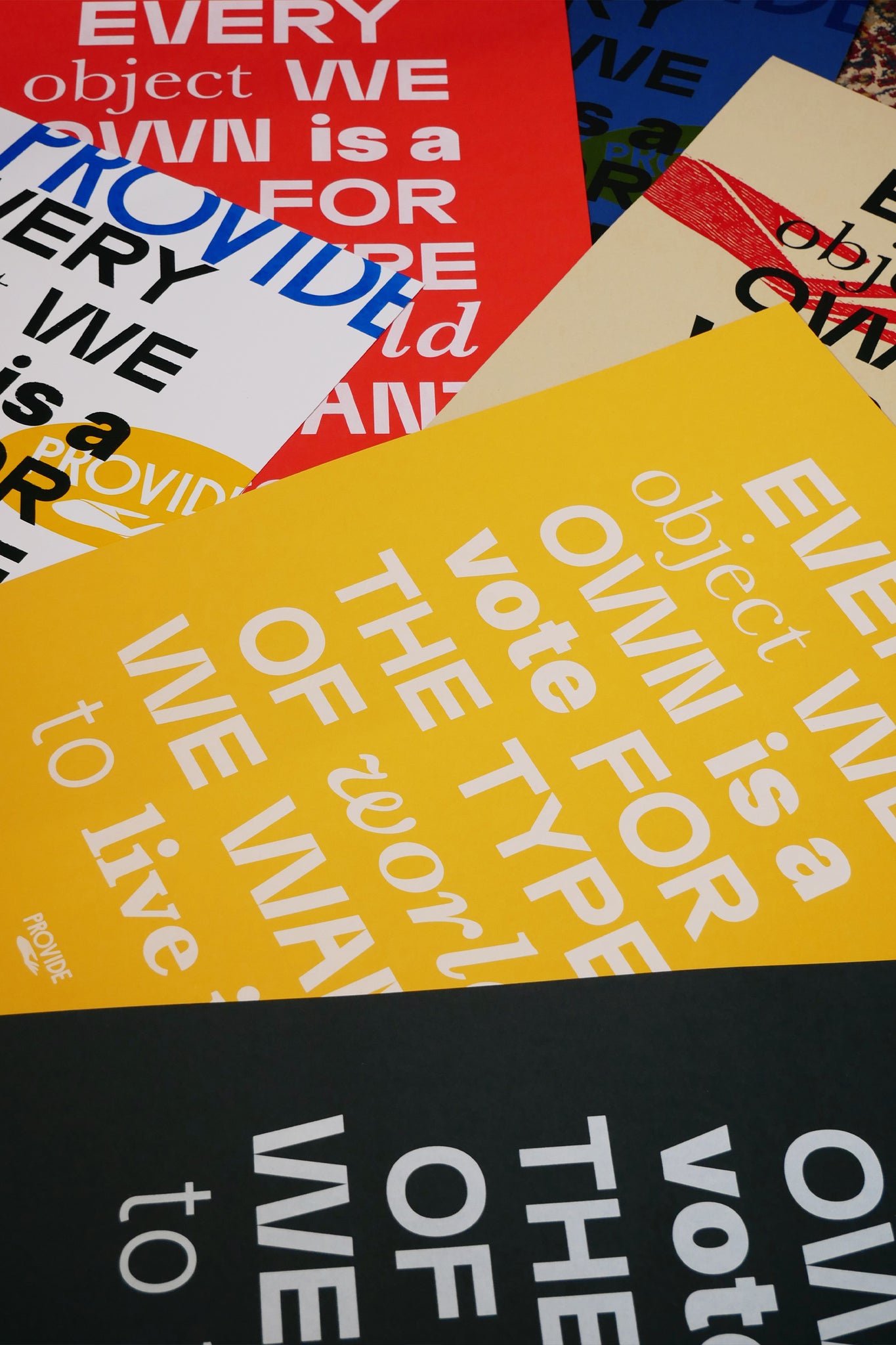 Provide's Manifesto Art Print, printed on citrine yellow Colorplan 350gsm paper.