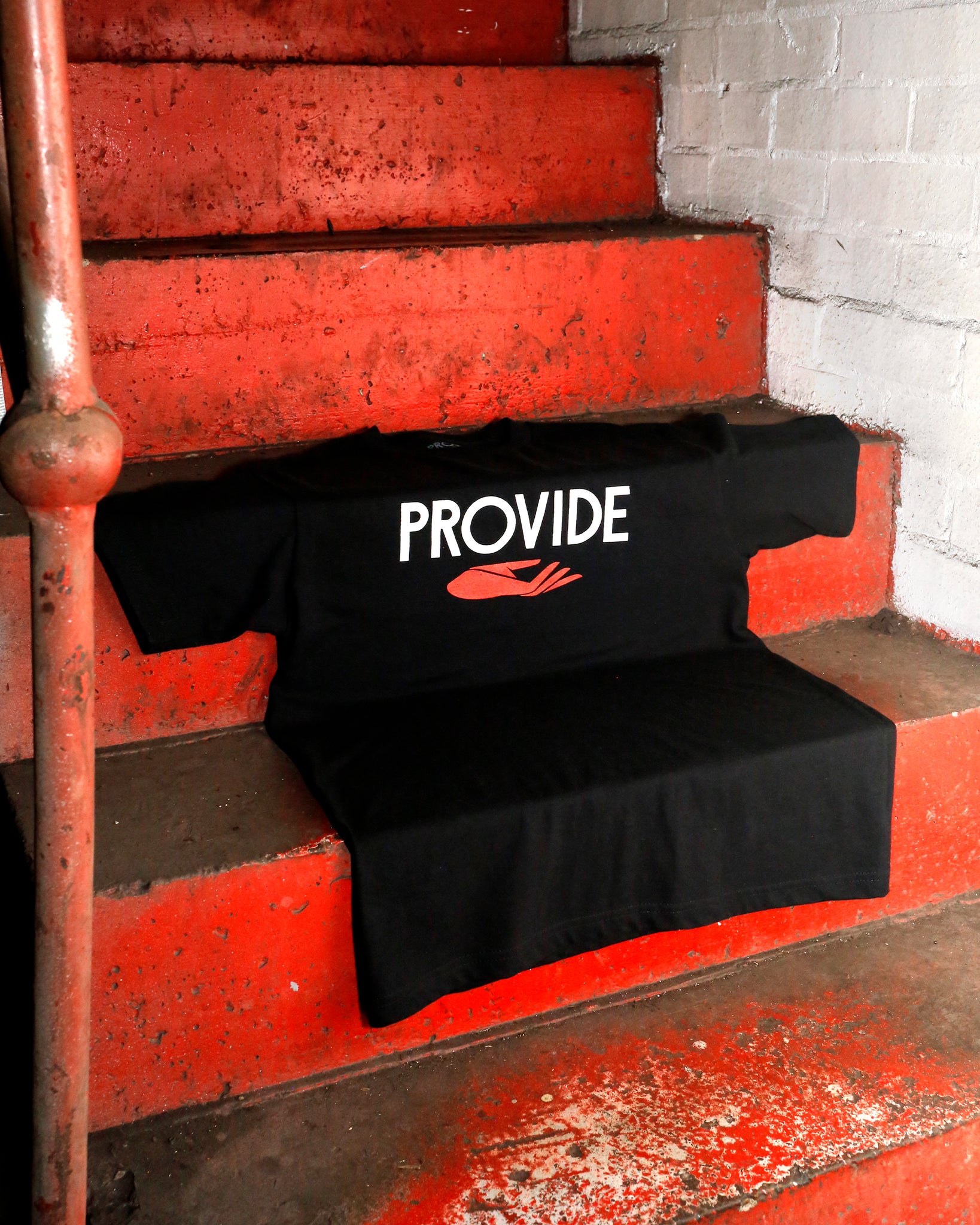 Provide's black Logo T-shirt at Maxstone Engineering in Birmingham, shot by Stephen Burke.