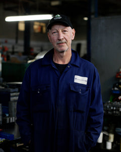 Worker at Maxstone Engineering in Birmingham, shot by Stephen Burke.