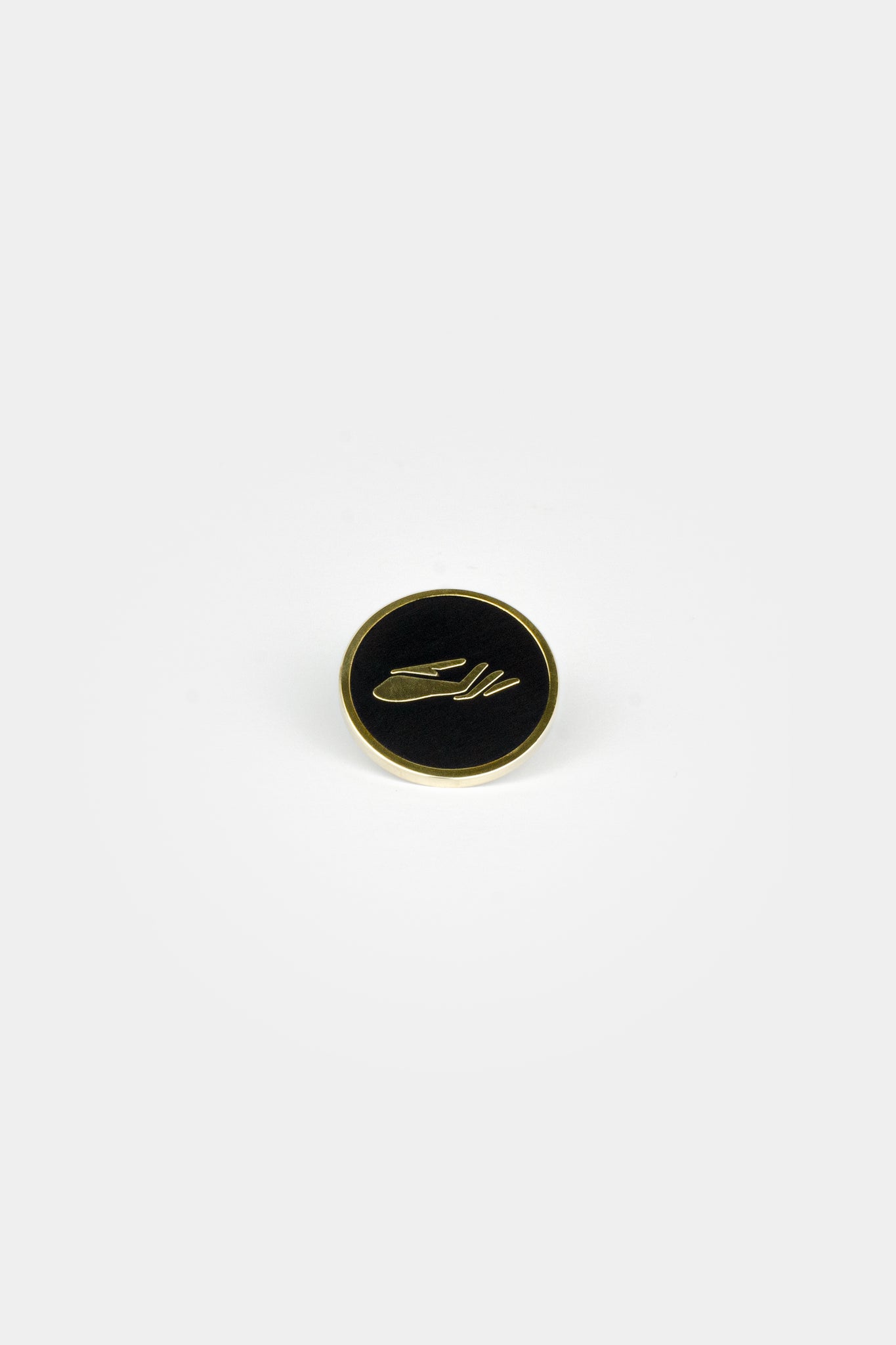 Provide hand logo enamel pin badge in black and gold