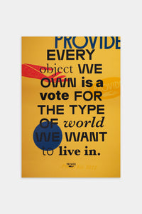 Provide's collage Manifesto Art Print, printed on yellow citrine Colorplan paper, using multiple inks.