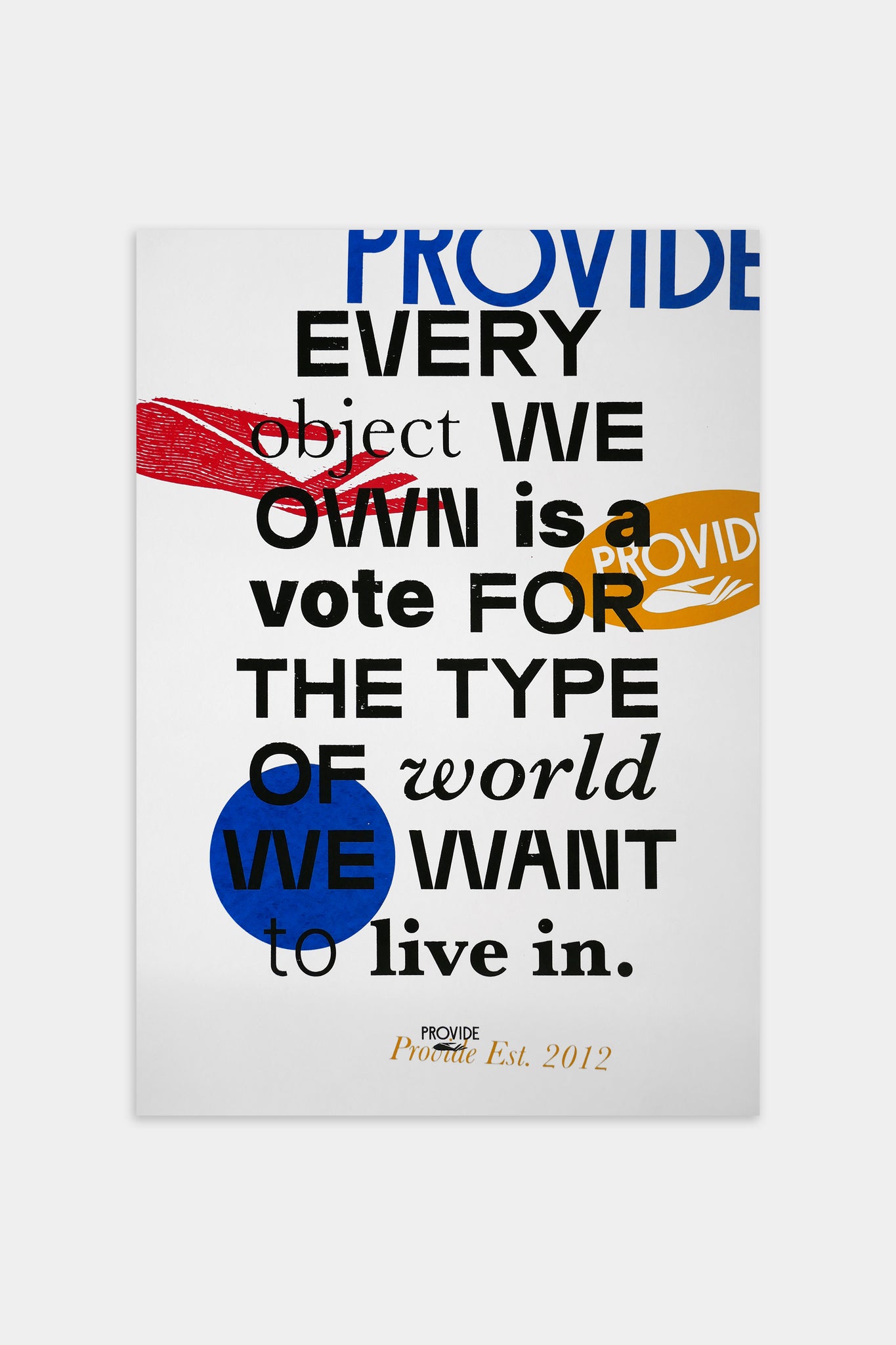 Provide's collage Manifesto Art Print, printed on white Gmund Heidi 330gsm paper, using multiple inks.
